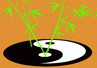 Image showing Taoism symbol with growing bamboo