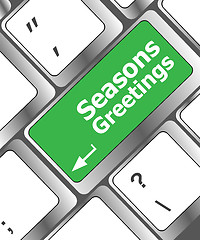 Image showing Computer keyboard with seasons greetings keys - holiday concept