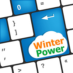 Image showing winter power on computer keyboard key button