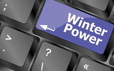 Image showing winter power on computer keyboard key button