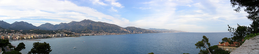 Image showing panorama Menton, France from Monaco side