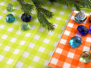 Image showing new year holiday card, christmas fir tree and stones set