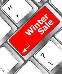 Image showing winter sale on computer keyboard key button