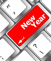 Image showing happy new year message, keyboard enter key