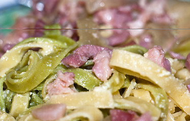 Image showing colorful pasta alla carbonara