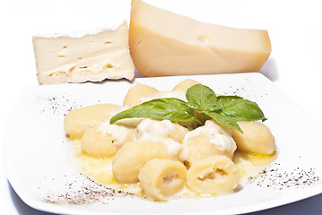 Image showing Gnocchi stuffed with four cheeses