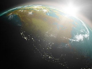 Image showing Sunrise over North America