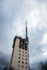 Image showing Communications tower against sky