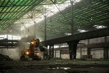 Image showing Industrial interior with bulldozer inside