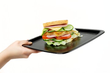 Image showing Homemade Turkey Sandwich with Lettuce