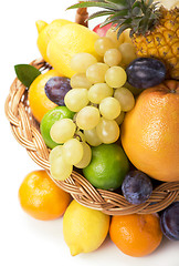 Image showing Fresh fruit  in a wicker basket