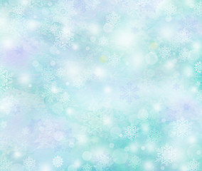 Image showing Winter background, bright bokeh background