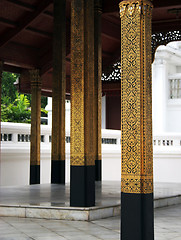 Image showing Gold pillars at the Grand Palace in Bangkok, Thailand