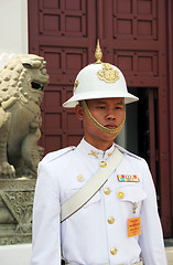 Image showing Guard on duty at the Grand Palace, Bangkok, Thailand.