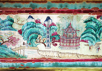 Image showing Asian painting at a temple in Thailand