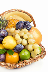 Image showing Fresh fruit  in a wicker basket