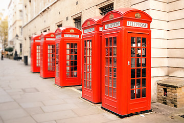 Image showing red phone boxes London