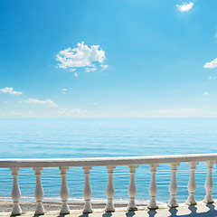 Image showing white balcony over sea and blue sky