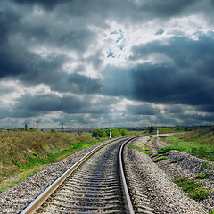 Image showing railroad goes to dramatic horizon