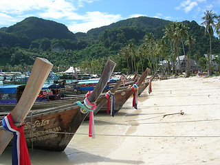 Image showing Tourist boats at the beach,Phi Phi Island