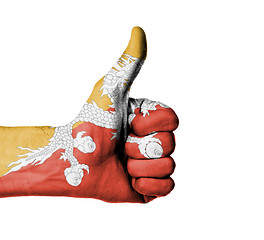 Image showing Closeup of male hand showing thumbs up sign