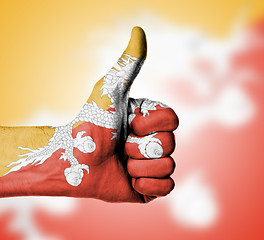 Image showing Closeup of male hand showing thumbs up sign