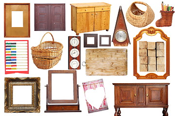 Image showing collage with antique wood objects