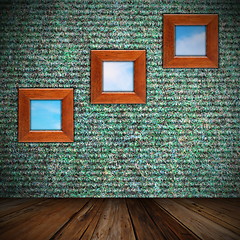 Image showing indoor backdrop with frames on wall
