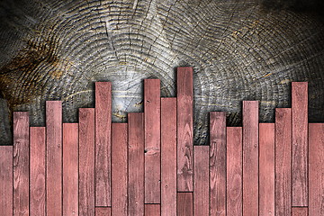 Image showing floor wood tiles montage on cracked surface