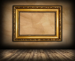 Image showing old picture frame on interior background