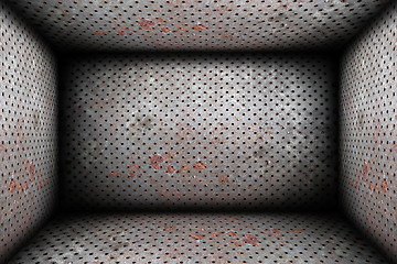 Image showing interior backdrop of metallic circle mesh