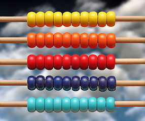 Image showing colorful wood abacus over sky