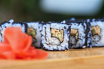 Image showing tobico sushi rolls