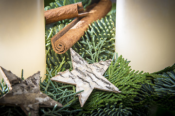 Image showing Detail shot of advent wreath