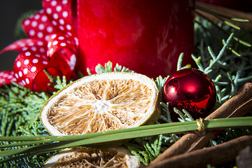 Image showing Detail shot of advent wreath