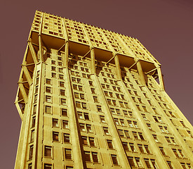 Image showing Retro looking Torre Velasca, Milan