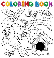 Image showing Coloring book winter bird theme 1