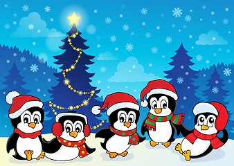 Image showing Winter theme with penguins 4