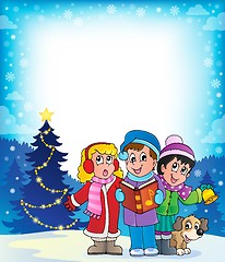 Image showing Christmas carol singers theme 4