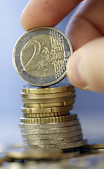 Image showing Towers of euro coins