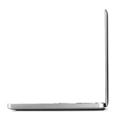 Image showing Open laptop isolated on white, side view