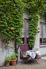 Image showing Small cafe in Bruges, Belgium