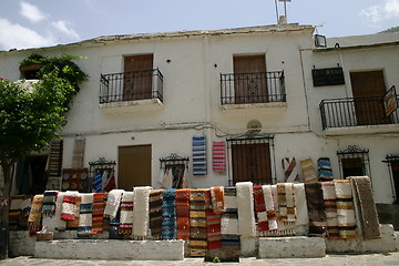 Image showing Rugs for sale in an Andalucian village