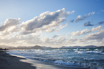 Image showing Sunset on beach of Can Picafort, Mallorca, Balearic Islands, Spa