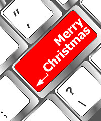 Image showing merry christmas message, keyboard enter key button