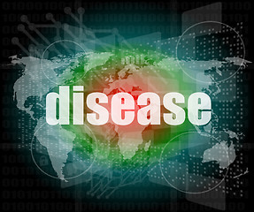 Image showing disease words on digital touch screen interface