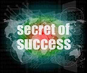 Image showing secret of success text on digital touch screen interface