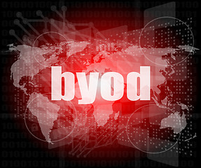 Image showing byod word on digital screen, mission control interface hi technology