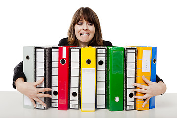 Image showing Woman holding folders