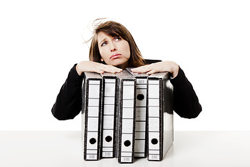 Image showing Stressed woman at the office